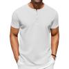 COOFANDY Men’s Casual Henley T-Shirts Summer Short Sleeve Cotton Shirts Basic Button Tee Tops(White)