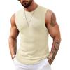 COOFANDY Mens Casual Knitted Tank Tops Crew Neck Sleeveless Muscle T Shirts Summer Beach Tops(Cream)