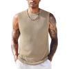 COOFANDY Mens Casual Knitted Tank Tops Crew Neck Sleeveless Muscle T Shirts Summer Beach Tops(Khaki)