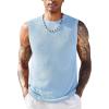 COOFANDY Mens Casual Knitted Tank Tops Crew Neck Sleeveless Muscle T Shirts Summer Beach Tops(Light Blue)