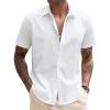 COOFANDY Men’s Casual Linen Business Work Shirt Trendy Summer No-Tuck Button Down Tops White