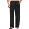 COOFANDY Men’s Casual Linen Cotton Pants Elastic Waist Summer Beach Trousers Lightweight Yoga Vacation Pants(Black)