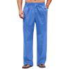 COOFANDY Men’s Casual Linen Cotton Pants Elastic Waist Summer Beach Trousers Lightweight Yoga Vacation Pants(Blue)