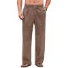 COOFANDY Men’s Casual Linen Cotton Pants Elastic Waist Summer Beach Trousers Lightweight Yoga Vacation Pants(Brown)