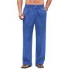COOFANDY Men’s Casual Linen Cotton Pants Elastic Waist Summer Beach Trousers Lightweight Yoga Vacation Pants(Dark Blue)