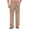 COOFANDY Men’s Casual Linen Cotton Pants Elastic Waist Summer Beach Trousers Lightweight Yoga Vacation Pants(Khaki)