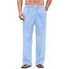 COOFANDY Men’s Casual Linen Cotton Pants Elastic Waist Summer Beach Trousers Lightweight Yoga Vacation Pants(Light Blue)