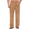 COOFANDY Men’s Casual Linen Cotton Pants Elastic Waist Summer Beach Trousers Lightweight Yoga Vacation Pants(Light Tan)