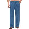 COOFANDY Men’s Casual Linen Cotton Pants Elastic Waist Summer Beach Trousers Lightweight Yoga Vacation Pants(Marine Blue)