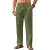 COOFANDY Men’s Casual Linen Pants Loose Fit Elastic Waist Drawstring Lightweight Pant Summer Beach Trousers(Army Green)