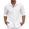 COOFANDY Men’s Casual Shirt Long Sleeve Casual Button Down Shirt for Men Summer Beach Wedding Shirt(A White)