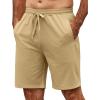 COOFANDY Men’s Casual Shorts 9 inch Inseam Elastic Waist Drawstring Short Lightweight Stretch Summer Beach Shorts(Khaki)