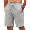 COOFANDY Men’s Casual Shorts 9 inch Inseam Elastic Waist Drawstring Short Lightweight Stretch Summer Beach Shorts(Light Grey)