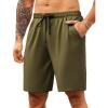 COOFANDY Mens Casual Shorts 9 inch Inseam Stretch Beach Shorts Elastic Waist Drawstring Summer Shorts(Army Green)