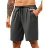 COOFANDY Mens Casual Shorts 9 inch Inseam Stretch Beach Shorts Elastic Waist Drawstring Summer Shorts(Dark Grey)