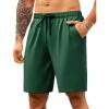 COOFANDY Mens Casual Shorts 9 inch Inseam Stretch Beach Shorts Elastic Waist Drawstring Summer Shorts(Green)