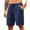 COOFANDY Mens Casual Shorts 9 inch Inseam Stretch Beach Shorts Elastic Waist Drawstring Summer Shorts(Navy Blue)