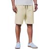 COOFANDY Mens Casual Shorts Cotton Drawstring Summer Shorts Elastic Waist Lightweight Twill Chino Shorts(Light Khaki)