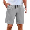 COOFANDY Mens Casual Shorts Elastic Waist Drawstring Shorts Lightweight Summer Beach Shorts(Light Grey)