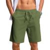 COOFANDY Men’s Casual Shorts Lightweight Elastic Waist Drawstring Summer Beach Shorts with Pockets(Army Green)