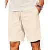 COOFANDY Men’s Casual Shorts Lightweight Elastic Waist Drawstring Summer Beach Shorts with Pockets(Beige)
