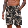 COOFANDY Men’s Casual Shorts Lightweight Elastic Waist Drawstring Summer Beach Shorts with Pockets(Black&golden Palm Tree)