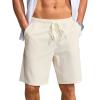 COOFANDY Men’s Casual Shorts Lightweight Elastic Waist Drawstring Summer Beach Shorts with Pockets(Cream-colored)
