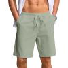 COOFANDY Men’s Casual Shorts Lightweight Elastic Waist Drawstring Summer Beach Shorts with Pockets(Light Grey)