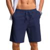 COOFANDY Men’s Casual Shorts Lightweight Elastic Waist Drawstring Summer Beach Shorts with Pockets(Navy Blue)