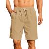 COOFANDY Mens Casual Shorts Summer Beach Elastic Waist Drawstring Shorts Lightweight Quicky Dry Vacation Shorts(Khaki)