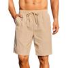 COOFANDY Mens Casual Shorts Summer Beach Elastic Waist Drawstring Shorts Lightweight Quicky Dry Vacation Shorts(Light Khaki)
