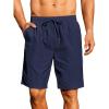 COOFANDY Mens Casual Shorts Summer Beach Elastic Waist Drawstring Shorts Lightweight Quicky Dry Vacation Shorts(Navy Blue)