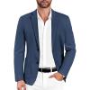 COOFANDY Mens Casual Sport Coat Blazer Two Buttons Knit Lightweight Suit Jackets(Blue)