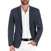 COOFANDY Mens Casual Sport Coat Blazer Two Buttons Knit Lightweight Suit Jackets(Navy)