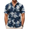 COOFANDY Men’s Casual Summer Beach Wrinkle Free Shirts Short Sleeve Button Down Lightweight Untucked Textured Shirt(Z-rainforest)