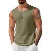 COOFANDY Mens Casual Tank Tops 2 Pack Waffle Knit Sleeveless Shirt Breathable Tank Shirts Summer Muscle Tee(Army Green)