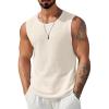 COOFANDY Mens Casual Tank Tops 2 Pack Waffle Knit Sleeveless Shirt Breathable Tank Shirts Summer Muscle Tee(Beige)