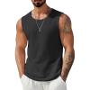 COOFANDY Mens Casual Tank Tops 2 Pack Waffle Knit Sleeveless Shirt Breathable Tank Shirts Summer Muscle Tee(Black)