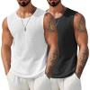 COOFANDY Mens Casual Tank Tops 2 Pack Waffle Knit Sleeveless Shirt Breathable Tank Shirts Summer Muscle Tee(Black/White)