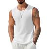 COOFANDY Mens Casual Tank Tops 2 Pack Waffle Knit Sleeveless Shirt Breathable Tank Shirts Summer Muscle Tee(White)