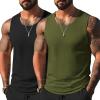 COOFANDY Mens Casual Tank Tops Moisture Wicking Muscle Sleeveless Shirts Soft Bamboo Viscose Tank Shirt 2 Pack(Black/Army Green)