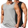 COOFANDY Mens Casual Tank Tops Moisture Wicking Muscle Sleeveless Shirts Soft Bamboo Viscose Tank Shirt 2 Pack(Black/Grey)