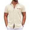 COOFANDY Mens Casual Wrinkle Free Shirts Short Sleeve Button Down Summer Stretch Dress Shirt(Beige)