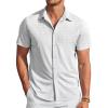 COOFANDY Mens Casual Wrinkle Free Shirts Short Sleeve Button Down Summer Stretch Dress Shirt(Black Spots White)