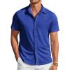 COOFANDY Mens Casual Wrinkle Free Shirts Short Sleeve Button Down Summer Stretch Dress Shirt(Classic Blue)