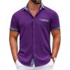 COOFANDY Mens Casual Wrinkle Free Shirts Short Sleeve Button Down Summer Stretch Dress Shirt(Dark Purple)