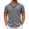 COOFANDY Mens Casual Wrinkle Free Shirts Short Sleeve Button Down Summer Stretch Dress Shirt(Grey)