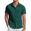 COOFANDY Mens Casual Wrinkle Free Shirts Short Sleeve Button Down Summer Stretch Dress Shirt(Lake Green)