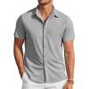 COOFANDY Mens Casual Wrinkle Free Shirts Short Sleeve Button Down Summer Stretch Dress Shirt(Light Gray)