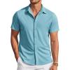 COOFANDY Mens Casual Wrinkle Free Shirts Short Sleeve Button Down Summer Stretch Dress Shirt(Sky Blue)
